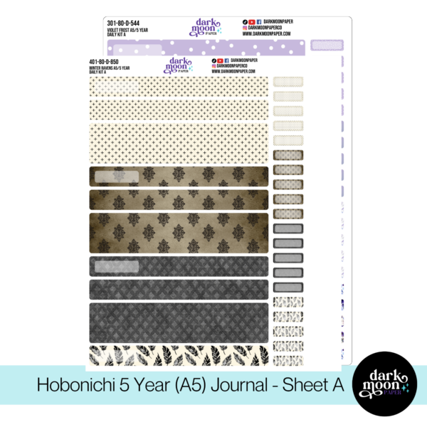 hobonichi 5 year a5 journal stickers, winter ravens crow theme