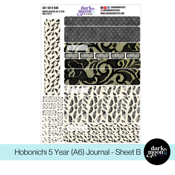 Hobonichi 5 Year Journal (A6) Daily Page Stickers - Winter Ravens - 401-50-D - Image 3