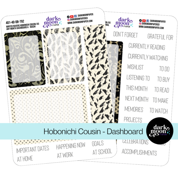 Hobonichi Cousin Dashboard Kit | Winter Ravens | 401-40-DB