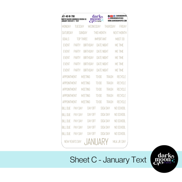 Hobonichi Cousin January Monthly Kit | Winter Ravens 401-40-M - Image 4