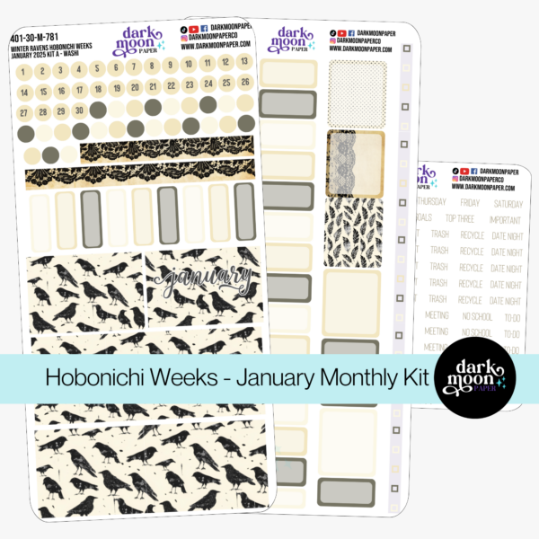 Hobonichi Weeks January 2025 Kit | Winter Ravens 401-30-M