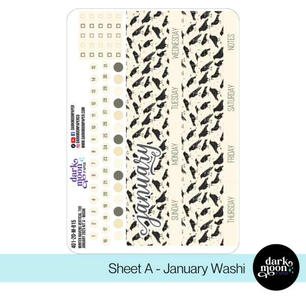 Standard Vertical Planner January Monthly Kit | Winter Ravens 401-20-M - Image 2