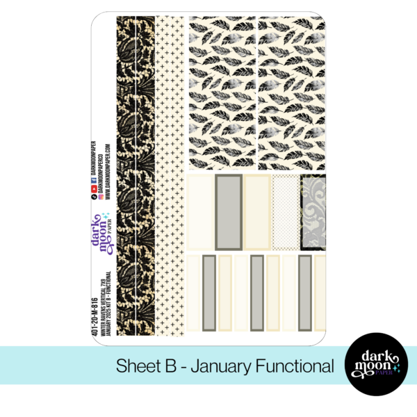 Standard Vertical Planner January Monthly Kit | Winter Ravens 401-20-M - Image 3