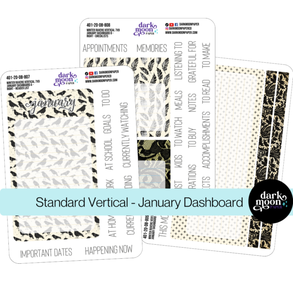 Standard Vertical Planner Dashboard Kit | Winter Ravens | 401-20-DB - Image 5