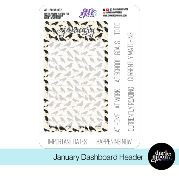 Standard Vertical Planner Dashboard Kit | Winter Ravens | 401-20-DB - Image 6