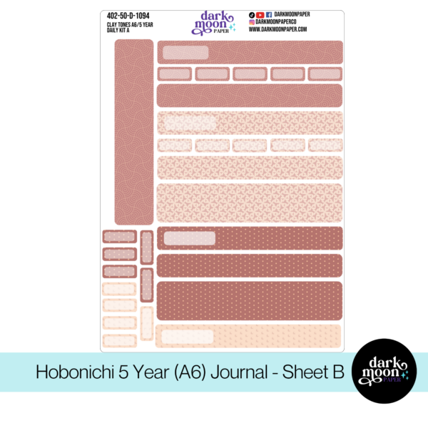 Hobonichi 5 Year Journal (A6) Daily Page Stickers - Clay Tones - 402-50-D - Image 3