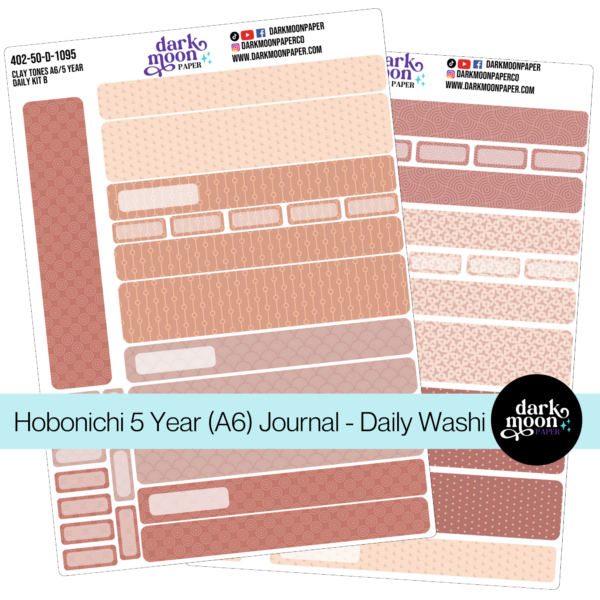 Hobonichi 5 Year Journal (A6) Daily Page Stickers - Clay Tones - 402-50-D