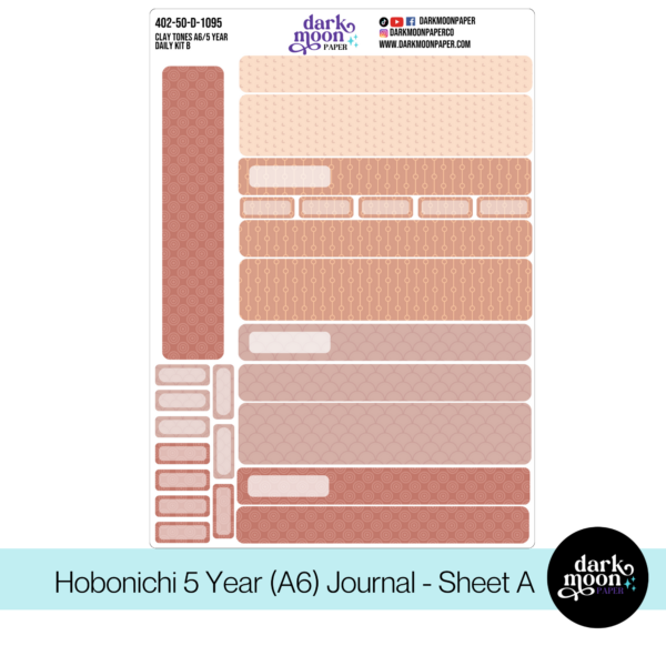 Hobonichi 5 Year Journal (A6) Daily Page Stickers - Clay Tones - 402-50-D - Image 2