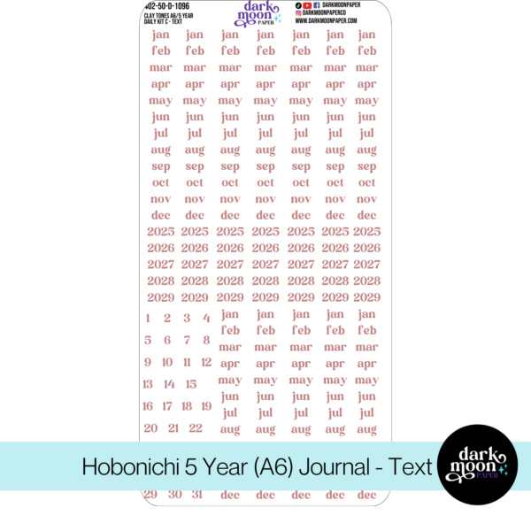 Hobonichi 5 Year Journal (A6) Daily Page Stickers - Clay Tones - 402-50-D - Image 4