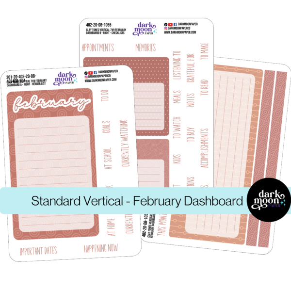 Standard Vertical Planner Dashboard Kit - Clay Tones - 402-20-DB