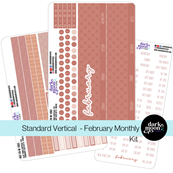 Standard Vertical Planner February Monthly Kit - Clay Tones - 402-20-M