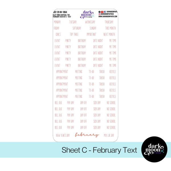 Standard Vertical Planner February Monthly Kit - Clay Tones - 402-20-M - Image 4