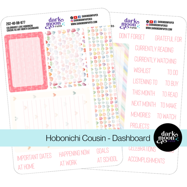 Hobonichi Cousin Dashboard Kit - Colorburst Love - 202-40-DB - Image 2