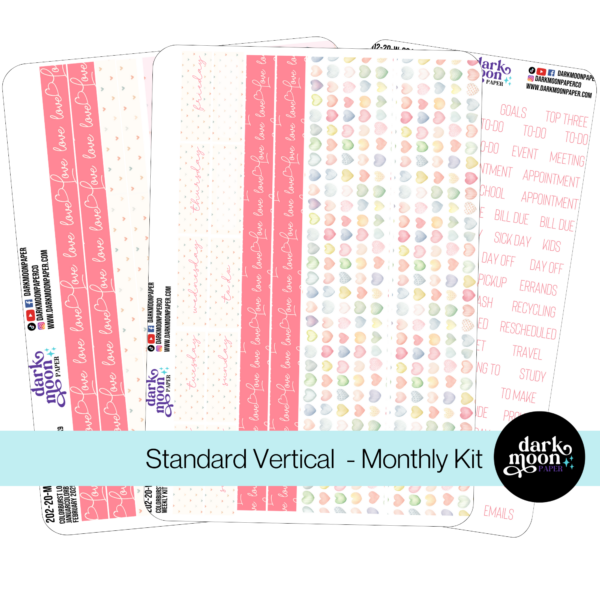 Standard Vertical Planner Any Month Monthly Kit - Colorburst Love - 202-20-AM