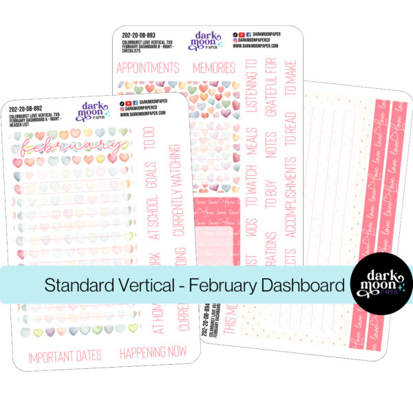 Standard Vertical Planner Dashboard Kit - Colorburst Love - 202-20-DB