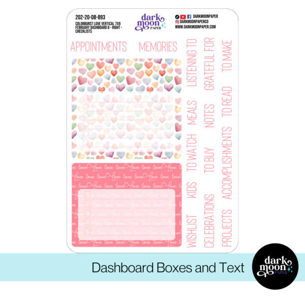 Standard Vertical Planner Dashboard Kit - Colorburst Love - 202-20-DB - Image 3