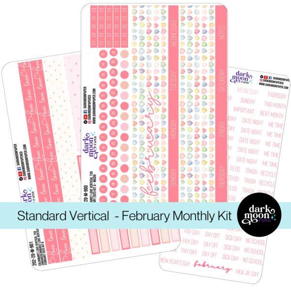 Standard Vertical Planner February Monthly Kit - Colorburst Love - 202-20-M