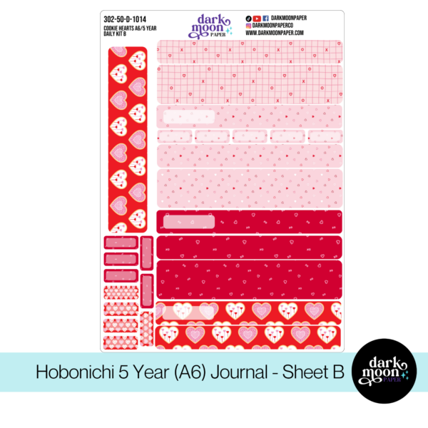 Hobonichi 5 Year Journal (A6) Daily Page Stickers - Cookie Hearts - 302-80-D - Image 3