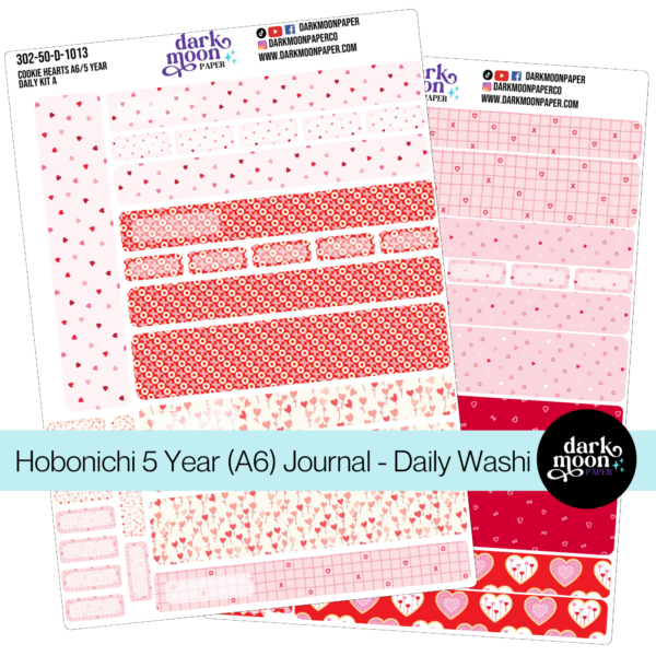 Hobonichi 5 Year Journal (A6) Daily Page Stickers - Cookie Hearts - 302-80-D