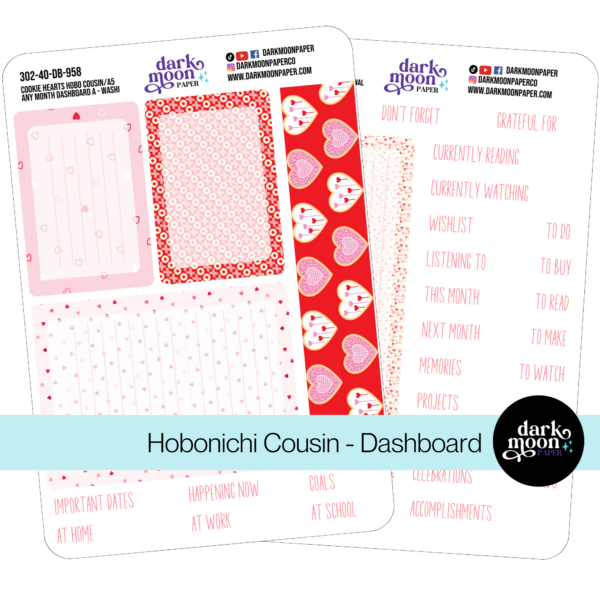 Hobonichi Cousin Dashboard Kit - Cookie Hearts - 302-40-DB - Image 2