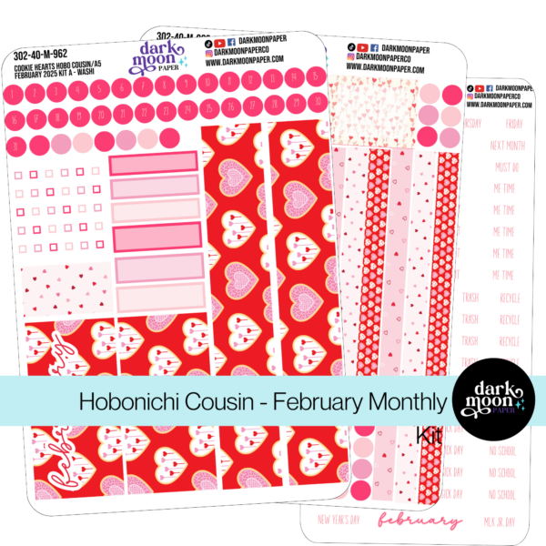 Hobonichi Cousin February Monthly Kit - Cookie Hearts - 302-40-M