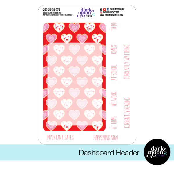 Standard Vertical Planner Dashboard Kit | Cookie Hearts | 302-20-DB - Image 2