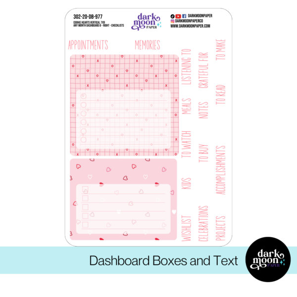 Standard Vertical Planner Dashboard Kit | Cookie Hearts | 302-20-DB - Image 3