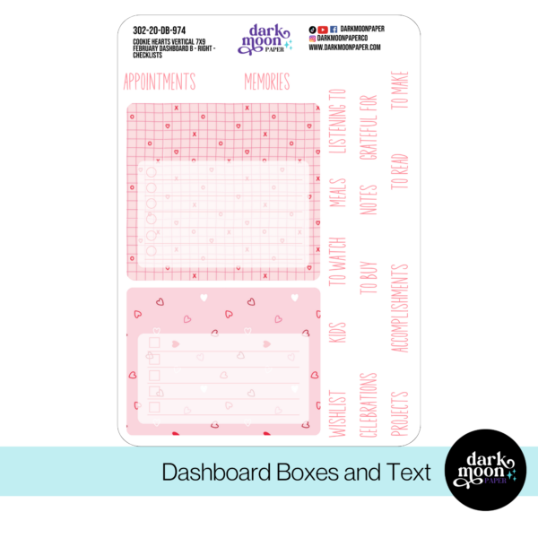 Standard Vertical Planner Dashboard Kit | Cookie Hearts | 302-20-DB - Image 6