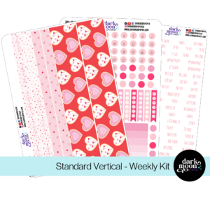 standard vertical planner weekly kit with cookie hearts valentine themed planner stickers