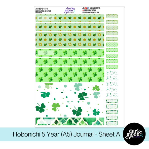 Hobonichi 5 Year Journal (A6) Daily Page Stickers - Lucky Clovers - 203-50-D - Image 3