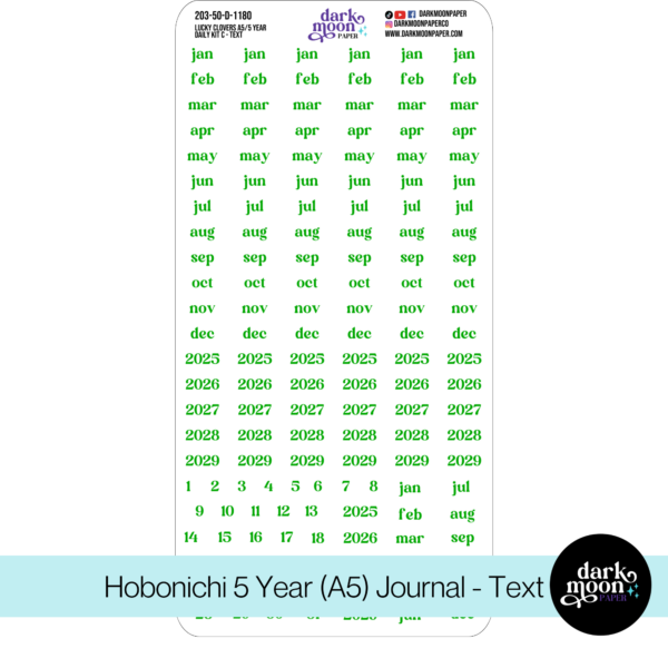 Hobonichi 5 Year Journal (A6) Daily Page Stickers - Lucky Clovers - 203-50-D - Image 4