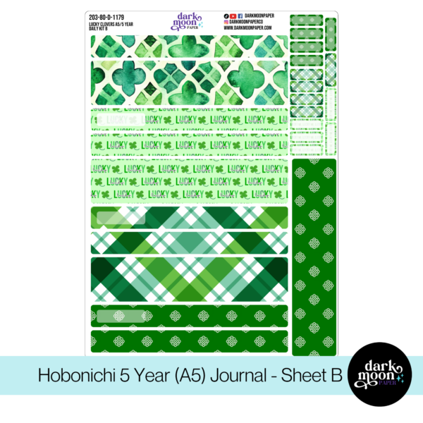 Hobonichi 5 Year Journal (A6) Daily Page Stickers - Lucky Clovers - 203-50-D - Image 2