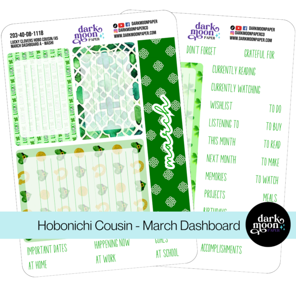 Hobonichi Cousin Dashboard Kit - Lucky Clovers - 203-40-DB