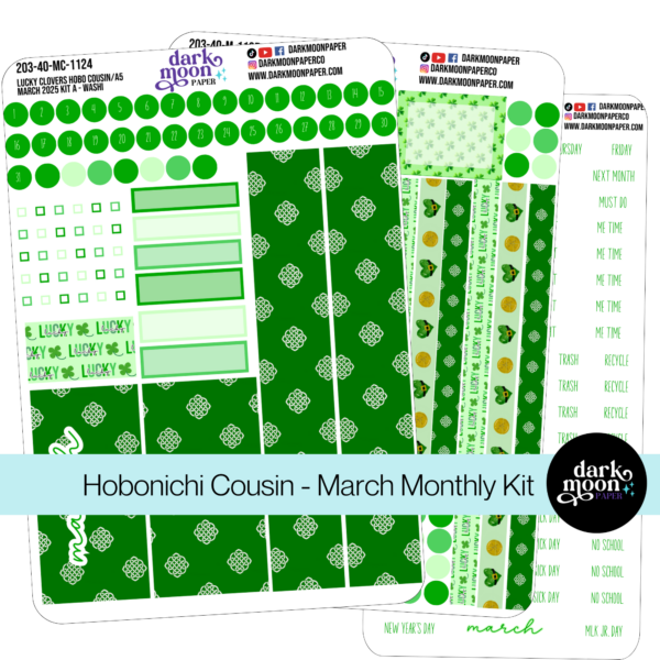 Hobonichi Cousin March Monthly Kit - Lucky Clovers - 203-40-M