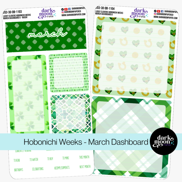 Hobonichi Weeks Dashboard Kit - Lucky Clovers - 203-30-DB