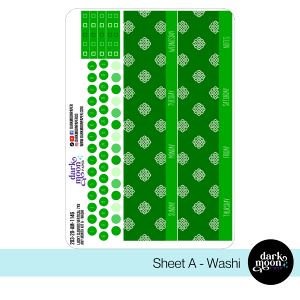 Standard Vertical Planner Any Month Monthly Kit - Lucky Clovers - 203-20-AM - Image 2