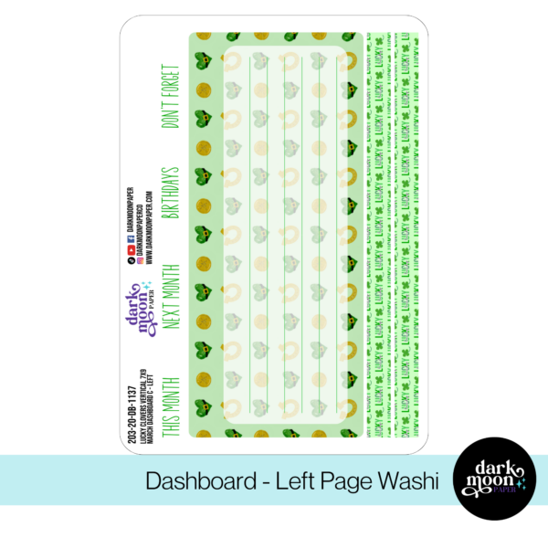 Standard Vertical Planner Dashboard Kit - Lucky Clovers - 203-20-DB - Image 4