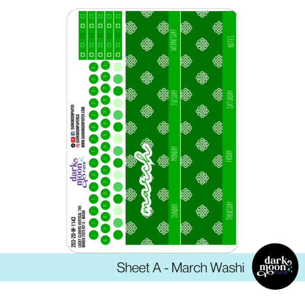 Standard Vertical Planner March Monthly Kit - Lucky Clovers - 203-20-M - Image 2