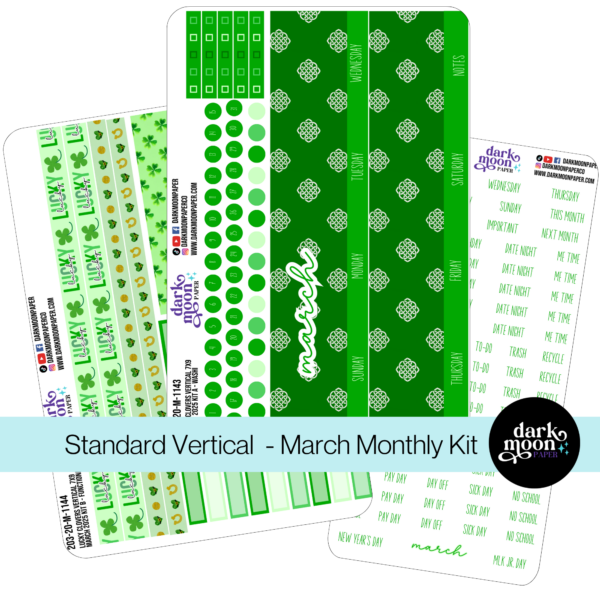 Standard Vertical Planner March Monthly Kit - Lucky Clovers - 203-20-M