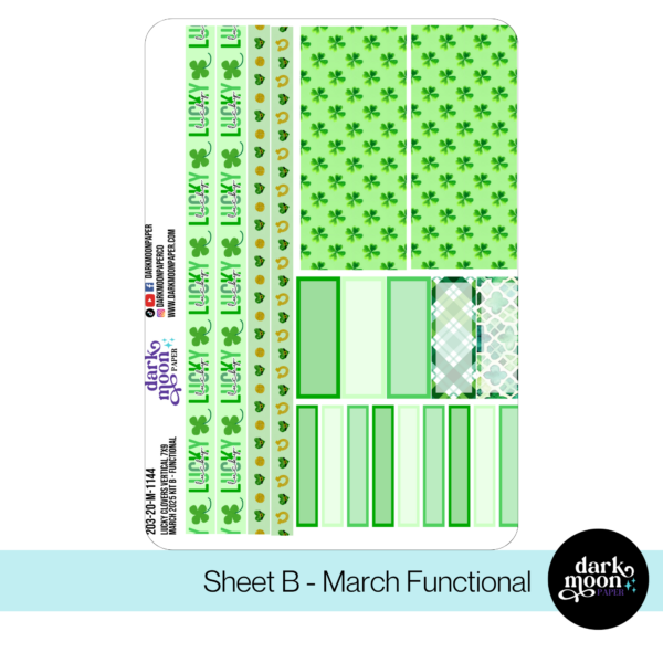 Standard Vertical Planner March Monthly Kit - Lucky Clovers - 203-20-M - Image 3