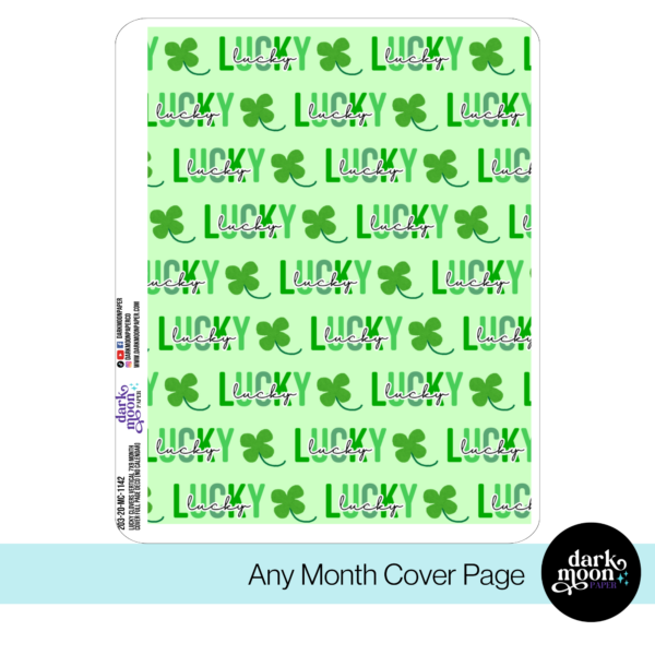 Standard Vertical Planner Monthly Cover Page - Lucky Clovers - 203-20-MC - Image 2