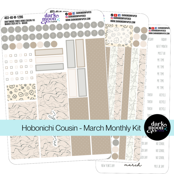 Hobonichi Cousin March Monthly Kit - Driftwood Tones - 403-40-M