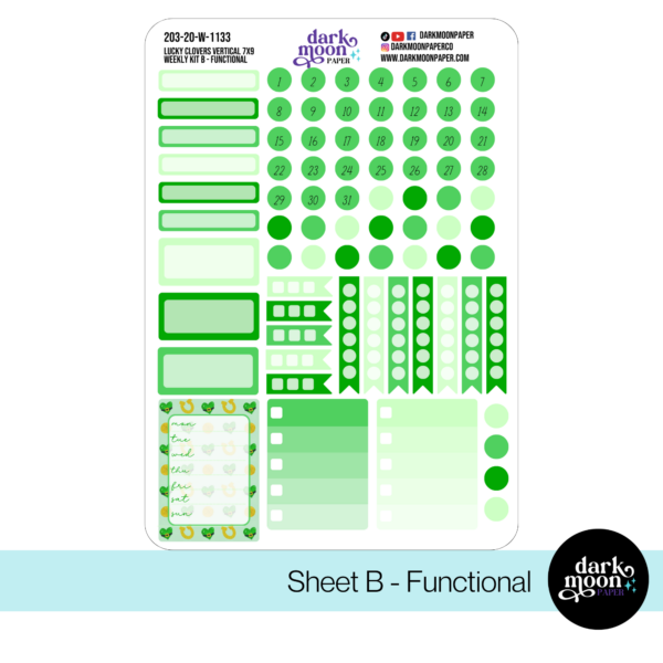 Standard Vertical Planner Weekly Kit - Lucky Clovers - 203-20-W - Image 3